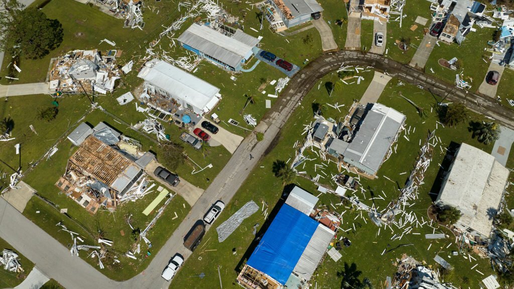 aerial inspection storm damage residential area 16x9